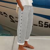 Bernadette | Stylish Striped Button Trousers