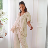 NEVERLAND™ - Casual Plaid Puff Sleeve Top and Pants Set